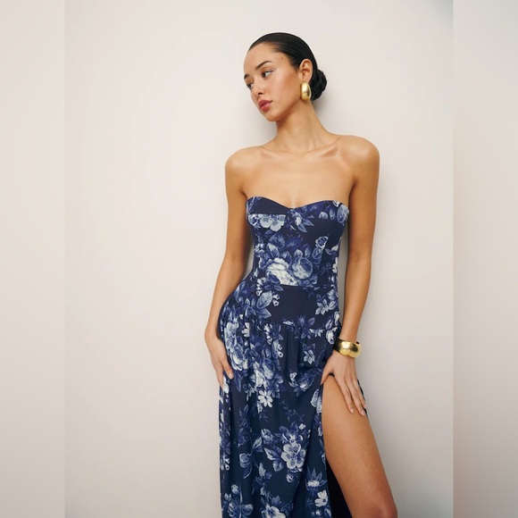 Reformation Blue Floral Leilani Dress - Picture 8 of 8